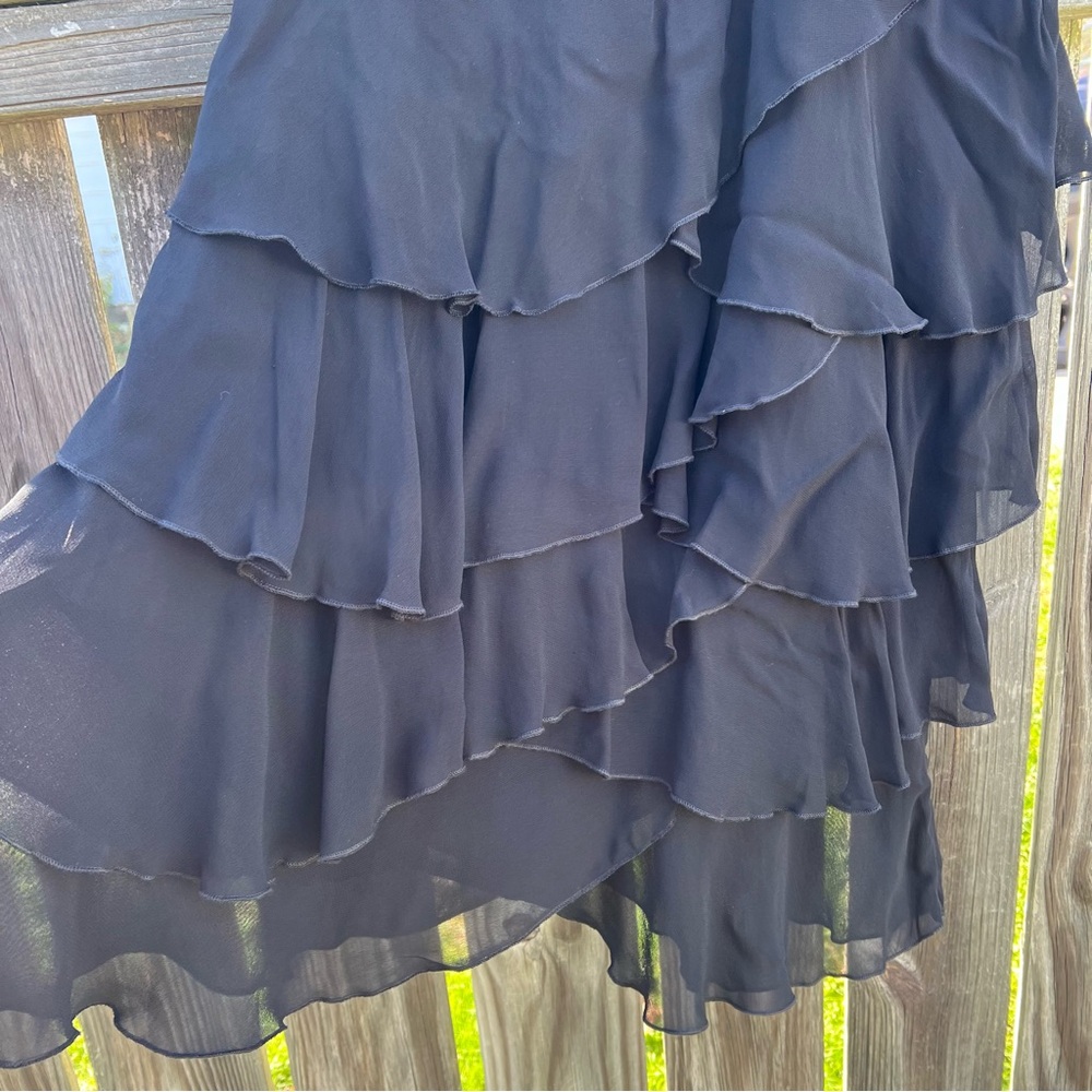 Papillon Tiered Ruffle Sheer Black Skirt Midi Whimsigoth Gothic Goth Size Medium - Picture 9 of 10